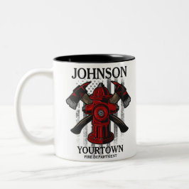 Caneca De Café Em Dois Tons Bombeiro NOME Fire Department Hydrant USA Flag