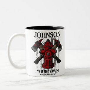 Caneca De Café Em Dois Tons Bombeiro NOME Fire Department Hydrant USA Flag