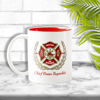 Caneca De Café Em Dois Tons Bombeiro Personalizado Cruz Maltês