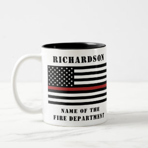 Caneca De Café Em Dois Tons Bombeiro Personalizado - Thin Red Fire