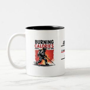 Caneca De Café Em Dois Tons Bombeiro Único ou Bombeiro, Preto e Vermelho Diver