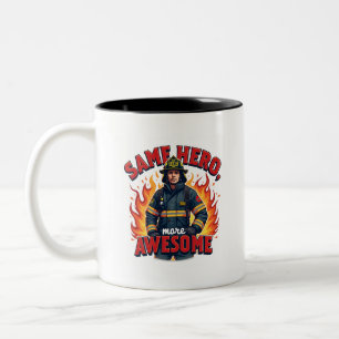 Caneca De Café Em Dois Tons Bombeiro Voluntário Único Com Texto Vermelho