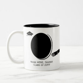 Caneca De Café Em Dois Tons Boné de Diploma Moderno de 2 Fotos Personalizado