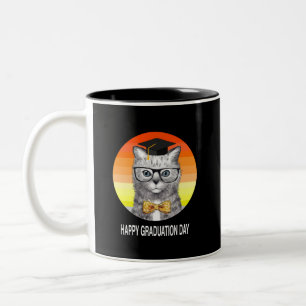 Caneca De Café Em Dois Tons Boné de formatura com gato