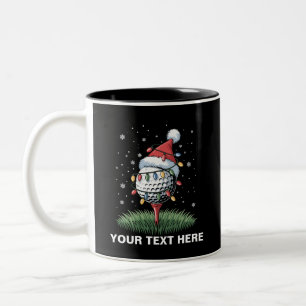 Caneca De Café Em Dois Tons Boné de Papai Noel Árvore de Natal Bola de Golfe P
