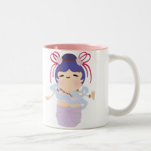 Caneca De Café Em Dois Tons Boneca japonesa do anjo