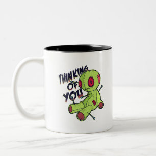 Caneca De Café Em Dois Tons Boneca Voodoo pensando em você