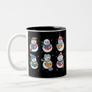 Caneca De Café Em Dois Tons Boneco de Neve Amante de Livros Presente de Leitur