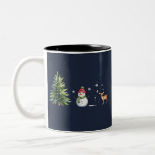 Caneca De Café Em Dois Tons Boneco de Neve de Natal Árvore de Natal Rena Estaç