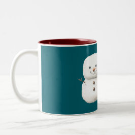 Caneca De Café Em Dois Tons Boneco de Neve de Natal Fofo Verde