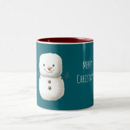 Caneca De Café Em Dois Tons Boneco de Neve de Natal Fofo Verde