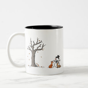 Caneca De Café Em Dois Tons Boneco de Neve de Natal Raposa e Cervo Animal da F