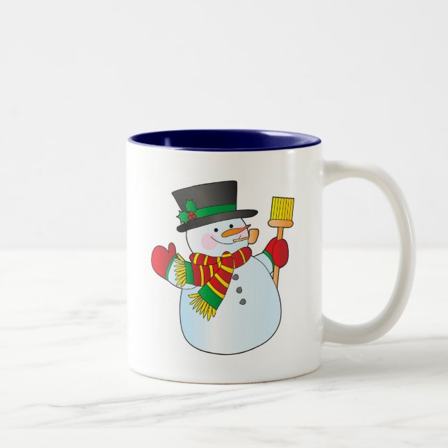 Caneca De Café Em Dois Tons Boneco de neve do Natal (Direita)