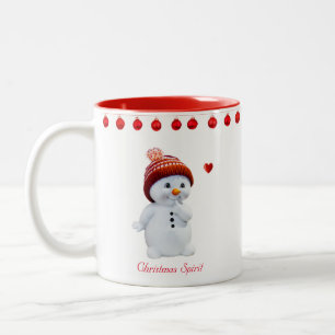 Caneca De Café Em Dois Tons Boneco de Neve Espírito de Natal