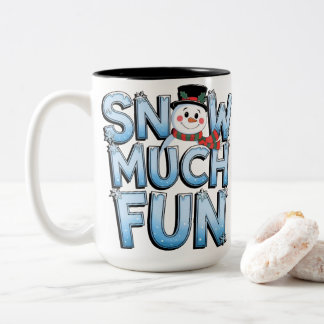 Caneca De Café Em Dois Tons Boneco de Neve Fofo Muito Diversão Inverno Natal