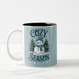 Caneca De Café Em Dois Tons Boneco de Neve Inverno Temporada Aconchegante Árvo