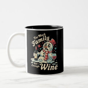 Caneca De Café Em Dois Tons Boneco de Neve Muita Família Pouco Vinho Sarcástic