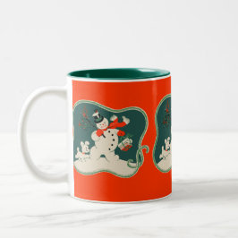 Caneca De Café Em Dois Tons Boneco de neve retro