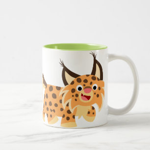 Caneca De Café Em Dois Tons Bonita animação faciosa Bobcat Mug