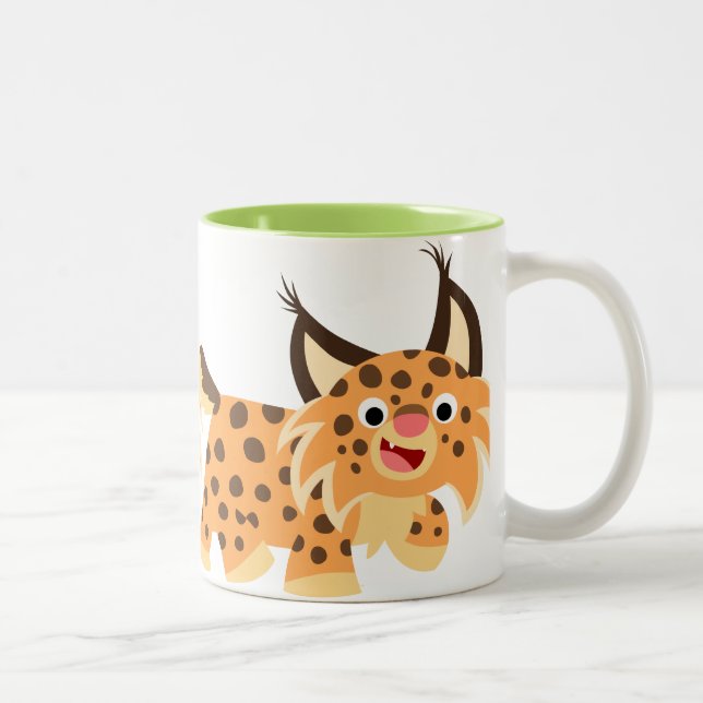 Caneca De Café Em Dois Tons Bonita animação faciosa Bobcat Mug (Direita)