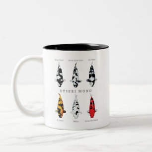 Caneca De Café Em Dois Tons Bonita Cama de Peixes Koi - Presente Elegante E Ún