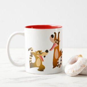 Caneca De Café Em Dois Tons Bonita Joyful Cartoon Coatimundis