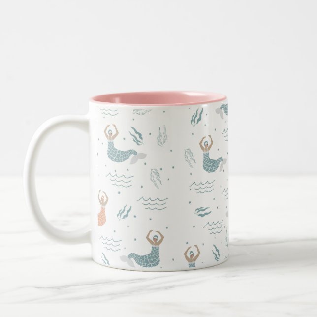 Caneca De Café Em Dois Tons Bonita Sereia Dançante Ilustração Sea Girl (Esquerda)