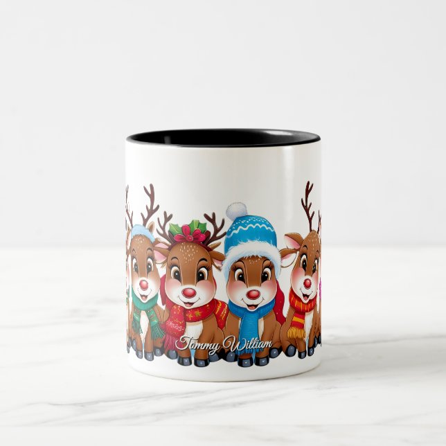 Caneca De Café Em Dois Tons Bonita Tendência Moderna Engraçada Feliz Natal (Centro)