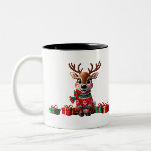 Caneca De Café Em Dois Tons Bonita Tendência Moderna Humor Engraçado Natal