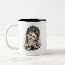 Caneca De Café Em Dois Tons Bonita Vintage Victorian Flower Girl