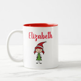 Caneca De Café Em Dois Tons Bonitas Crianças de Natal Chocolate Quente