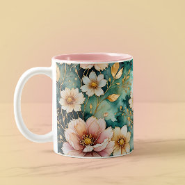 Caneca De Café Em Dois Tons Bonito a rosa