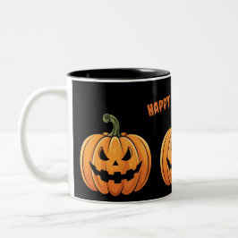 Caneca De Café Em Dois Tons Bonito Boho Spooky Pumpkins Black Happy Halloween
