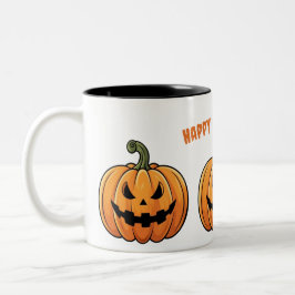Caneca De Café Em Dois Tons Bonito Boho Spooky Pumpkins Black Happy Halloween