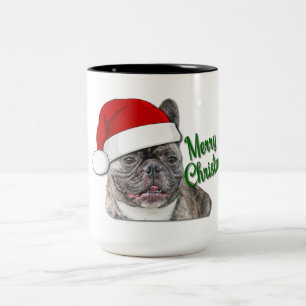 Caneca De Café Em Dois Tons Bonito Brindle French Buldoppy Papais noeis