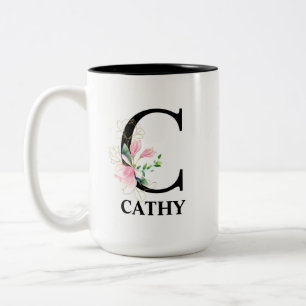 Caneca De Café Em Dois Tons Bonito C Monograma Inicial