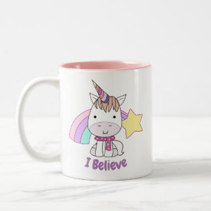 Caneca De Café Em Dois Tons Bonito Cartoon Bebê Unicórnio e Arco-íris