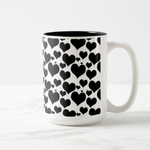 Caneca De Café Em Dois Tons Bonito coração negro em branco para o seu Namorado
