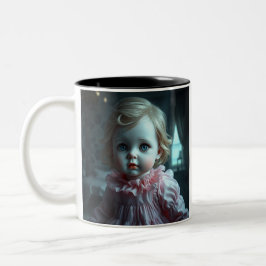 Caneca De Café Em Dois Tons Bonito em cor-de-rosa, Blonde Haired Doll (Miss Ja
