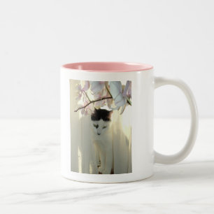 Caneca De Café Em Dois Tons Bonito Gato Branco