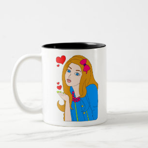 Caneca De Café Em Dois Tons Bonito menina