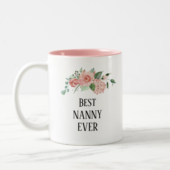 Caneca De Café Em Dois Tons Bonito Nanny personalizada melhor de sempre (Esquerda)