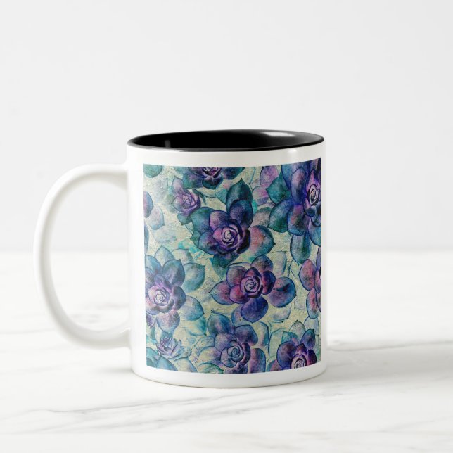 Caneca De Café Em Dois Tons Bonito #Plantas Suculentas (Esquerda)