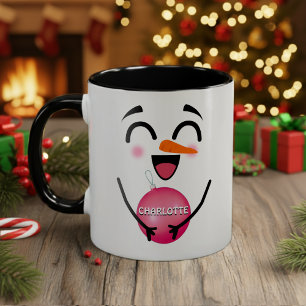 Caneca De Café Em Dois Tons Bonito Sorriso Face Inverno Enfeites de natal de N