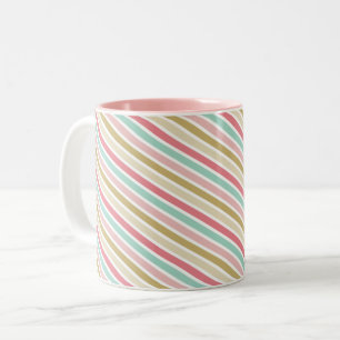 Caneca De Café Em Dois Tons BONITO STRIPES de ouro de menta rosa festivo moder