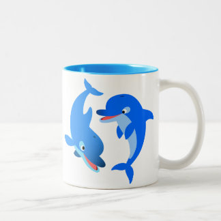 Caneca De Café Em Dois Tons Bonito Tocando Golfinhos