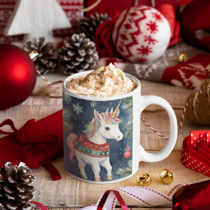Caneca De Café Em Dois Tons Bonito Unicórnio Personalizado Natal