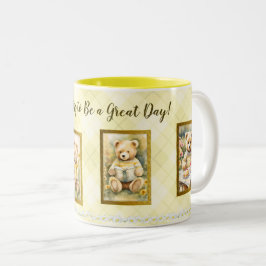 Caneca De Café Em Dois Tons Bonito Urso Amarelo Excelente Dia das Mudas Feliz