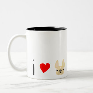 Caneca De Café Em Dois Tons Bonjour Heart Frenchies Mug / Cream