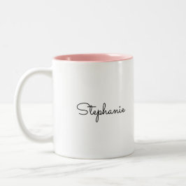 Caneca De Café Em Dois Tons Bonjour! Páscoa da soleira do coelho e do Primaver